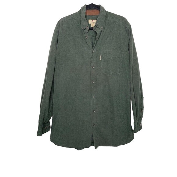 Woolrich Flannel Feel Cotton Button Shacket Green Outdoor Sz LT - Picture 3 of 6